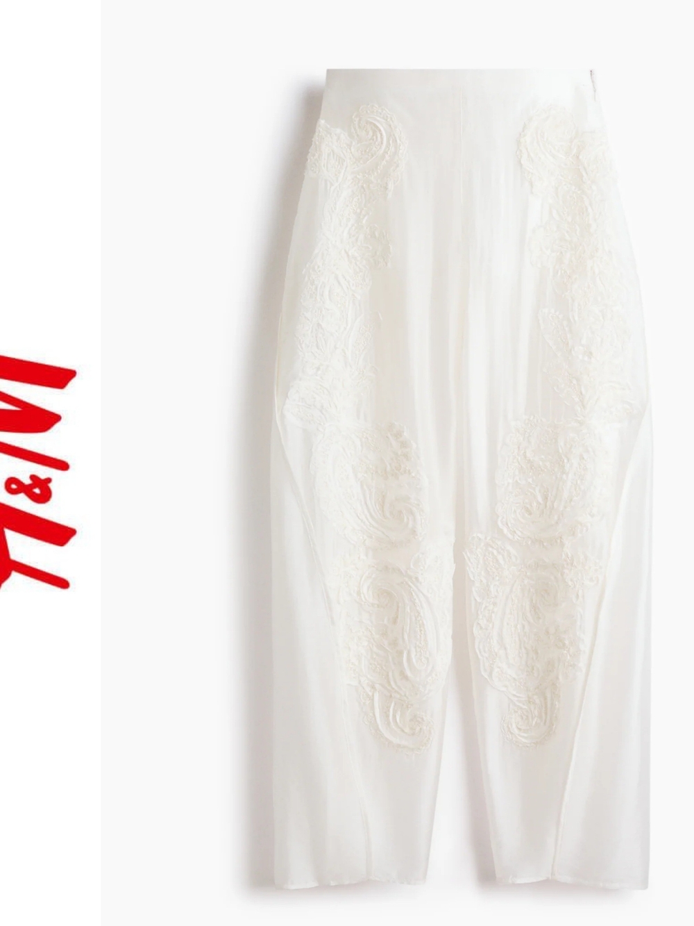 H&M Appliquéd Barrel-Leg Pants